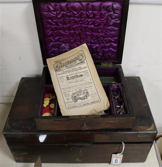 A Victorian rosewood writing slope and a mahogany casket